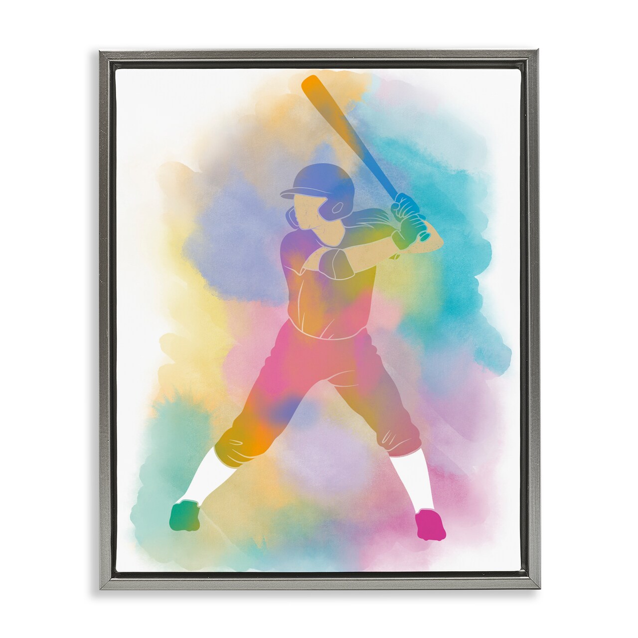 Stupell Industries Colorful Sports Baseball Black Framed Floater Canvas Wall Art, design by Marcus Prime